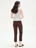 Pantalone a sigaretta cioccolato con spacchi decorati