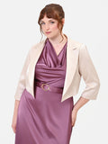 Giacca Curvy corta in raso beige chiaro