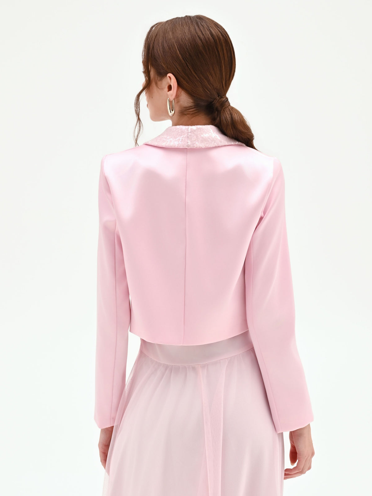 Giacca rosa pastello con paillettes