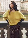 Maglione morbido verde Olio misto mohair