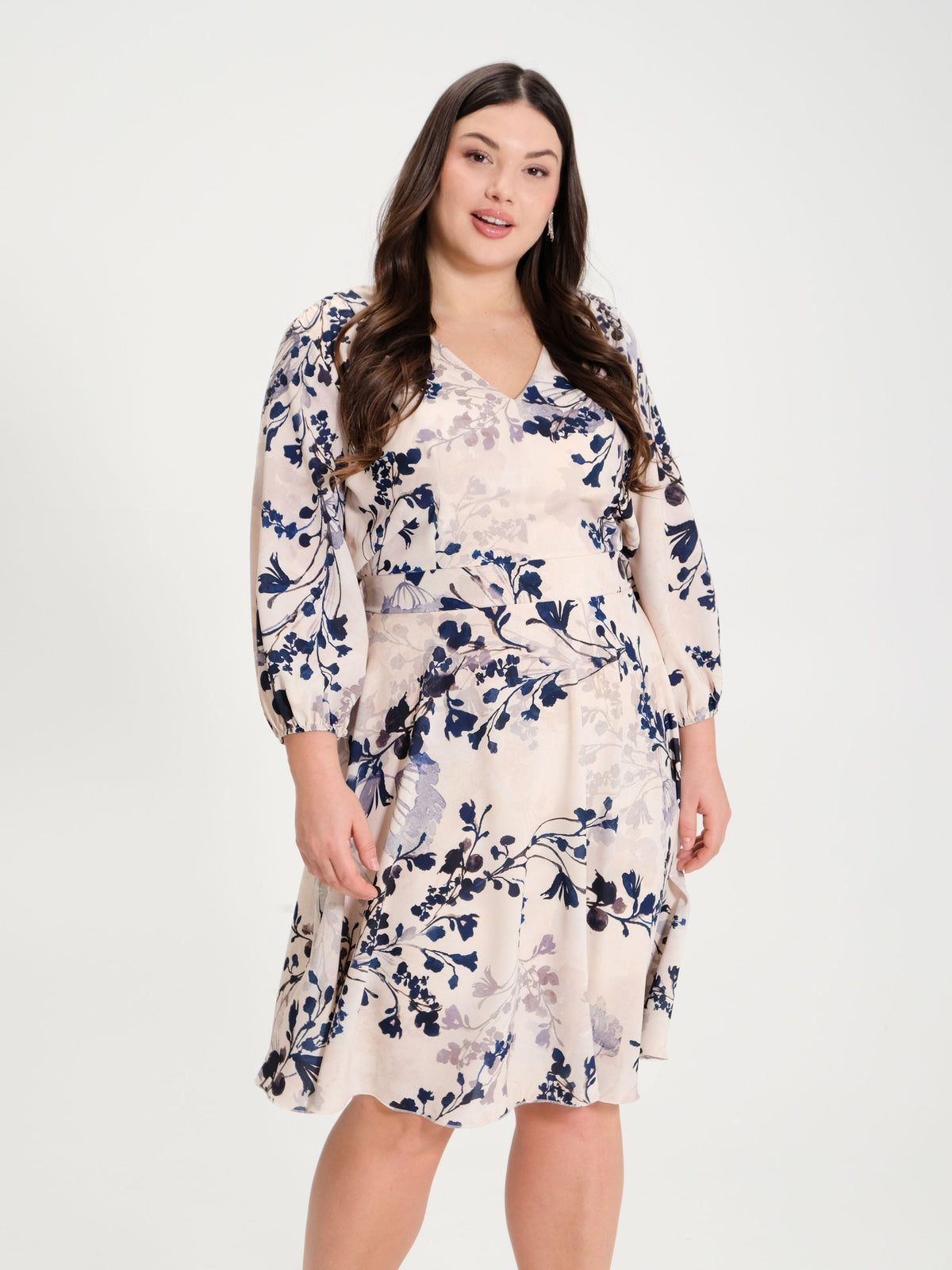 Abito a Ruota Curvy con Stampa Floreale