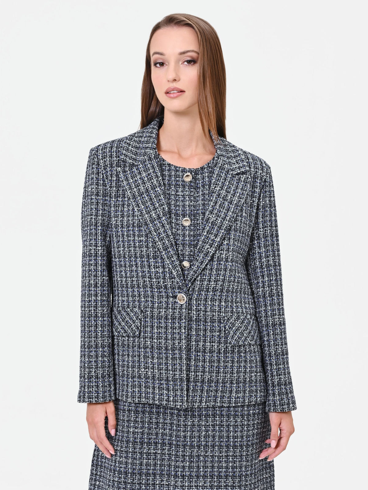 Giacca in stuoia mélange blu navy
