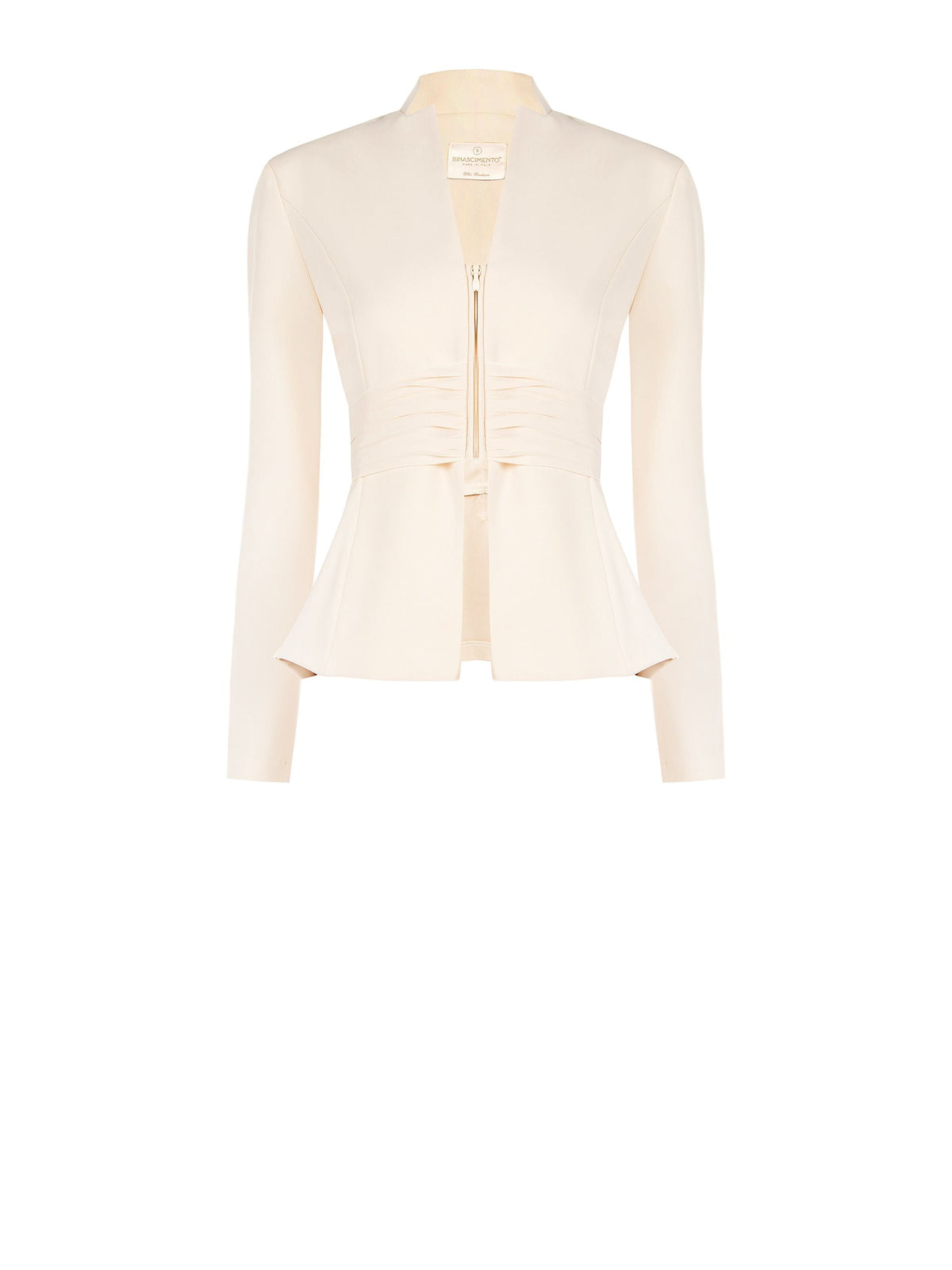 Giacca beige chiaro con drappeggio in vita