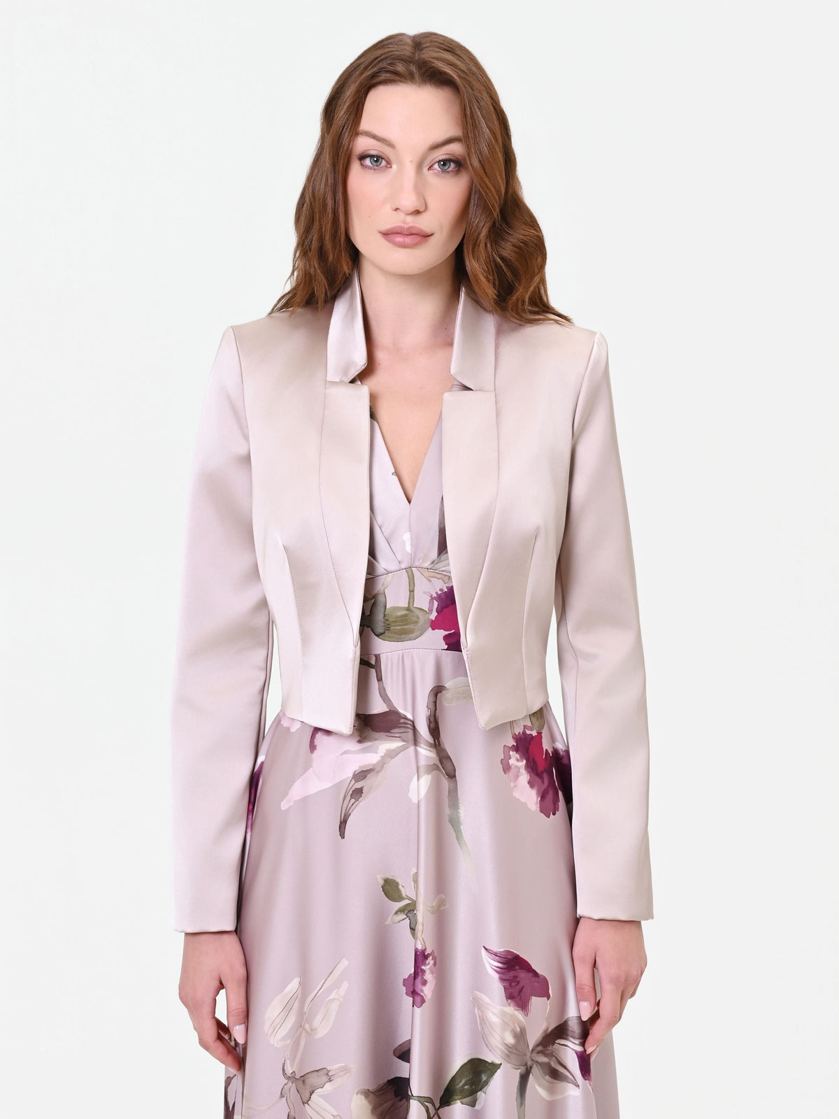 Coprispalla in raso tortora beige