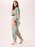 Pantaloni Curvy stampa Paisley Verde Acqua