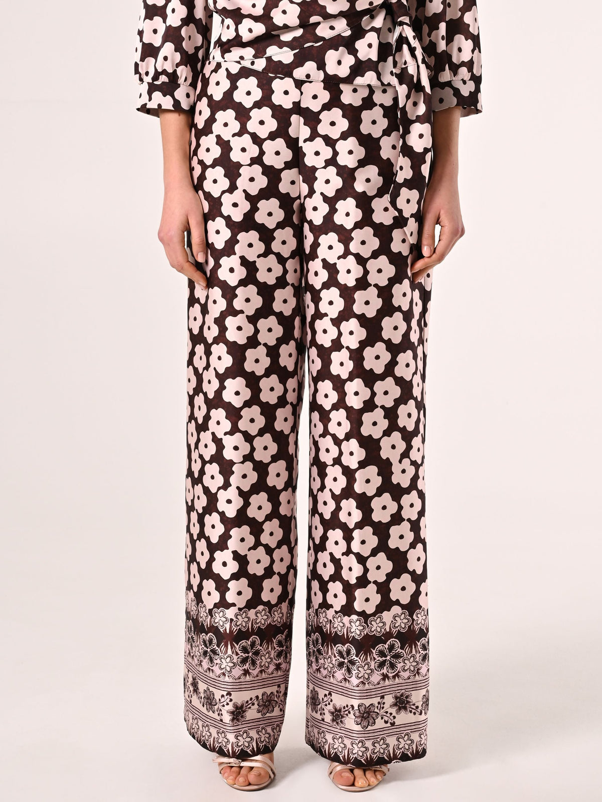 Pantaloni stampa Fiori Rosa & Cioccolato