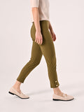 Pantaloni in Tessuto Tecnico Verde Militare con Bottoni