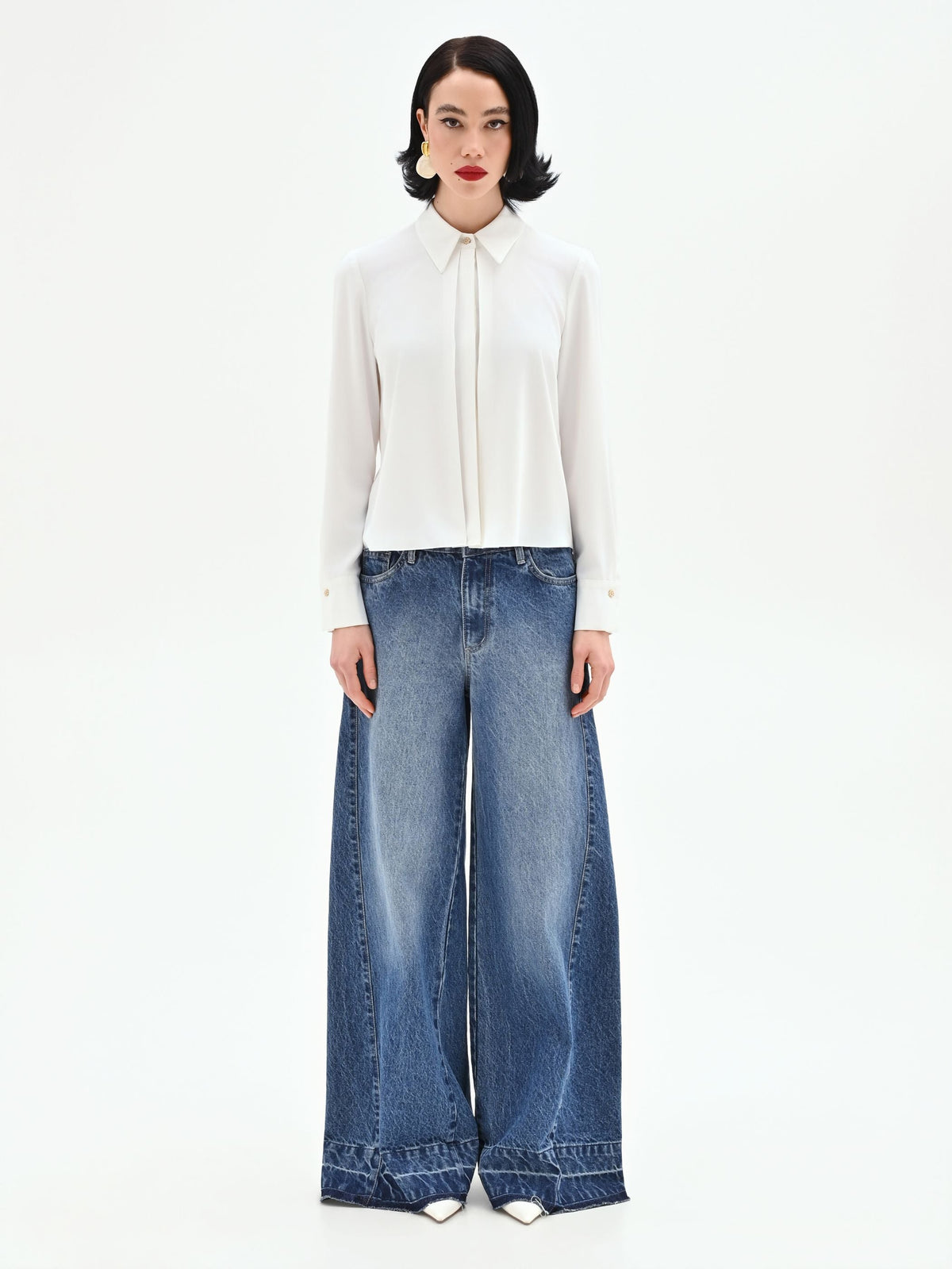 Camicia panna bianco dalla linea fluida