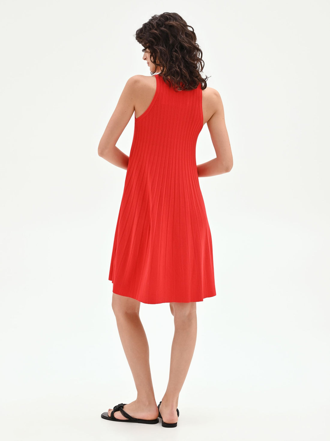 Abito in maglia plissé rosso fragola