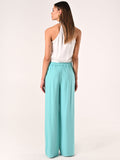 Pantaloni Ampi Verde Acqua in Misto Viscosa effetto Crinkle