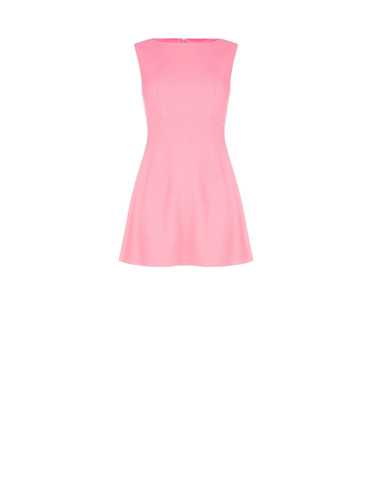 Abito smanicato rosa con gonna svasata