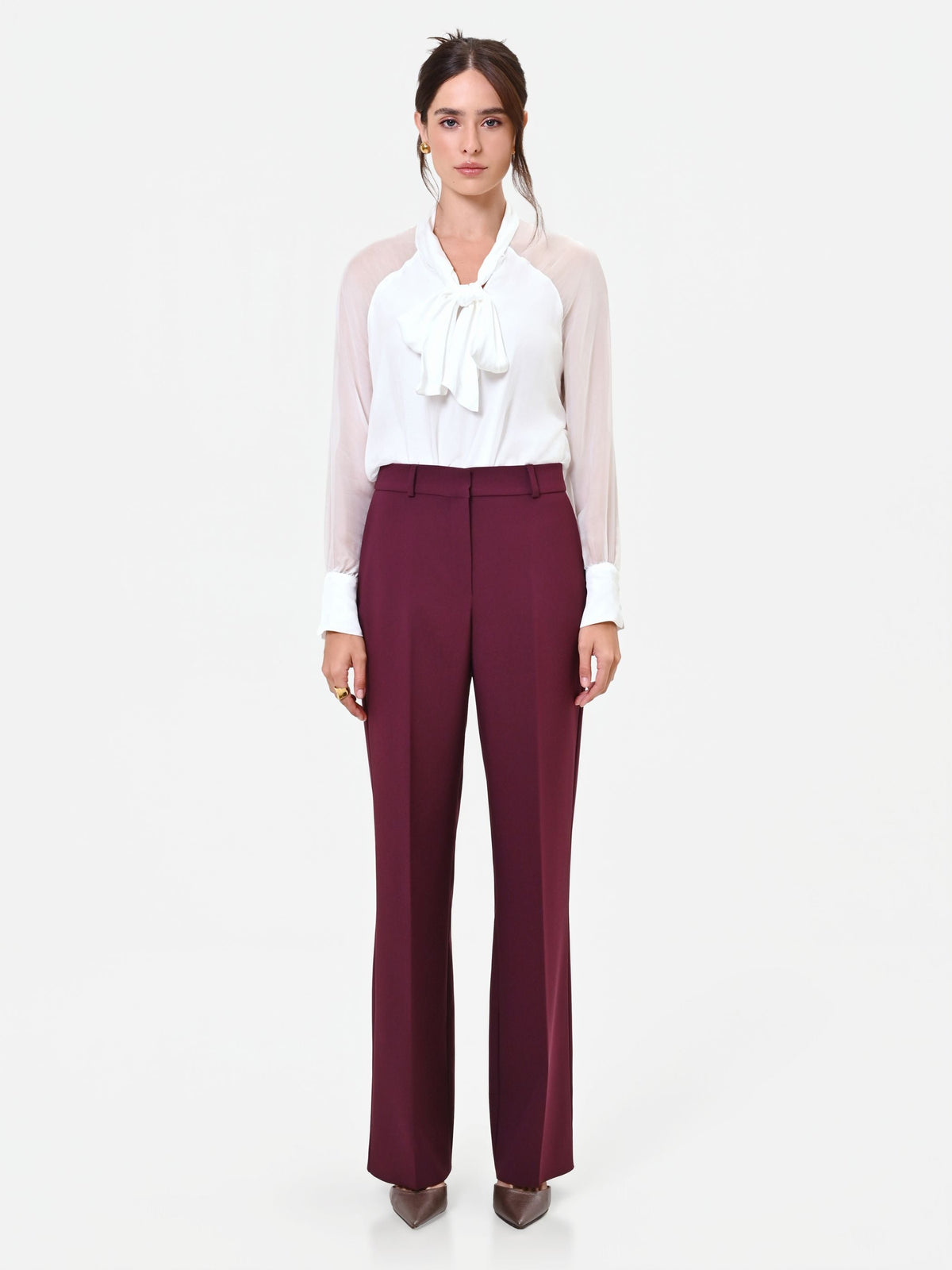 Pantalone Studio bordeaux rosso con piega centrale