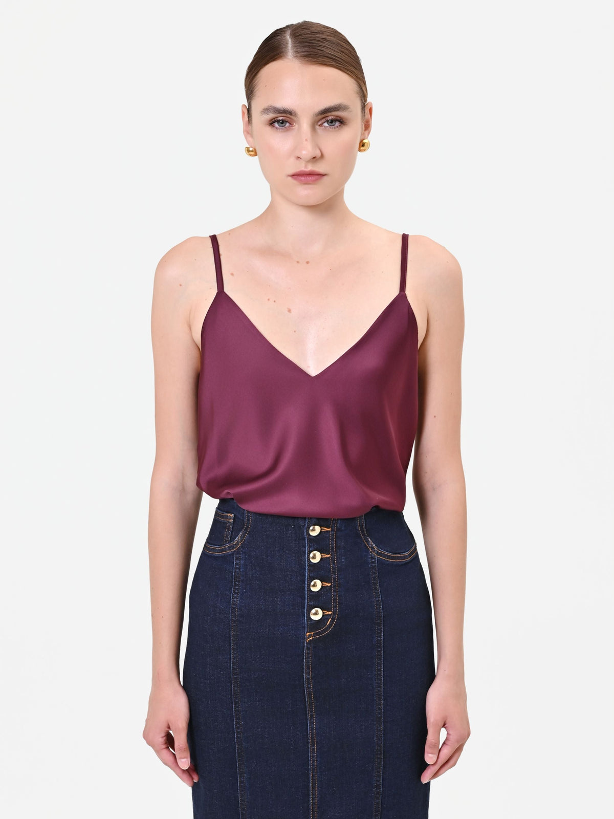Top lingerie in raso bordeaux rosso