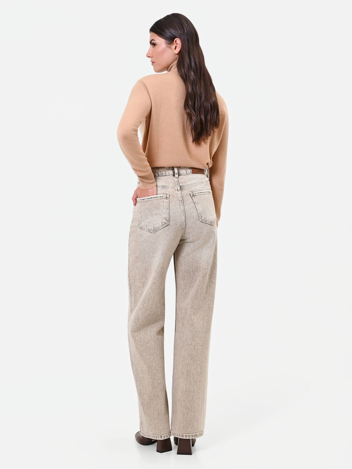 Jeans ampi a vita alta tortora beige Giorgia Palmas X Rinascimento