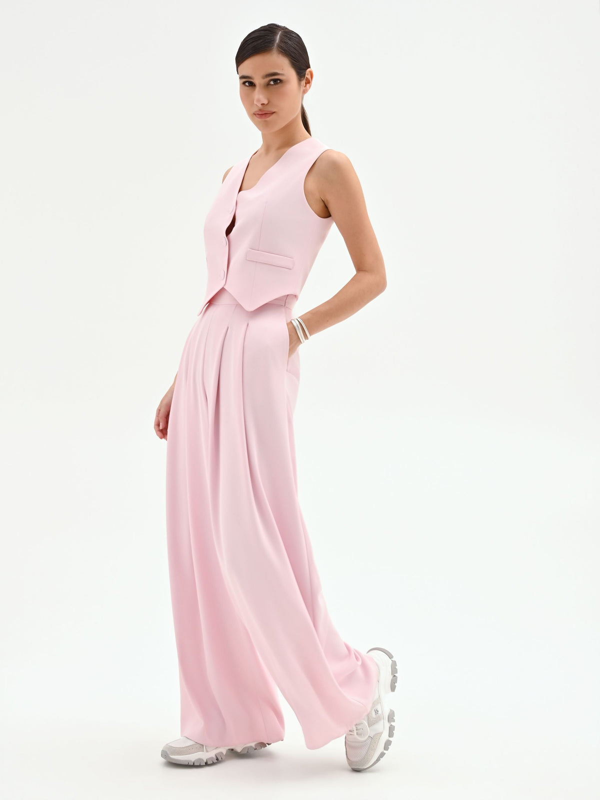 Pantalone palazzo rosa pastello