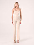 Pantaloni Beige con Strass