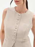 Gilet beige gessato con punti luce