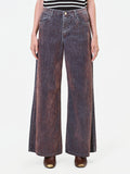 Pantaloni jeans wide leg marrone sfumato