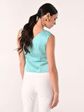 Top Monospalla Verde Acqua con decoro Gold