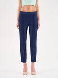 Pantalone blu a sigaretta con cinturino a contrasto
