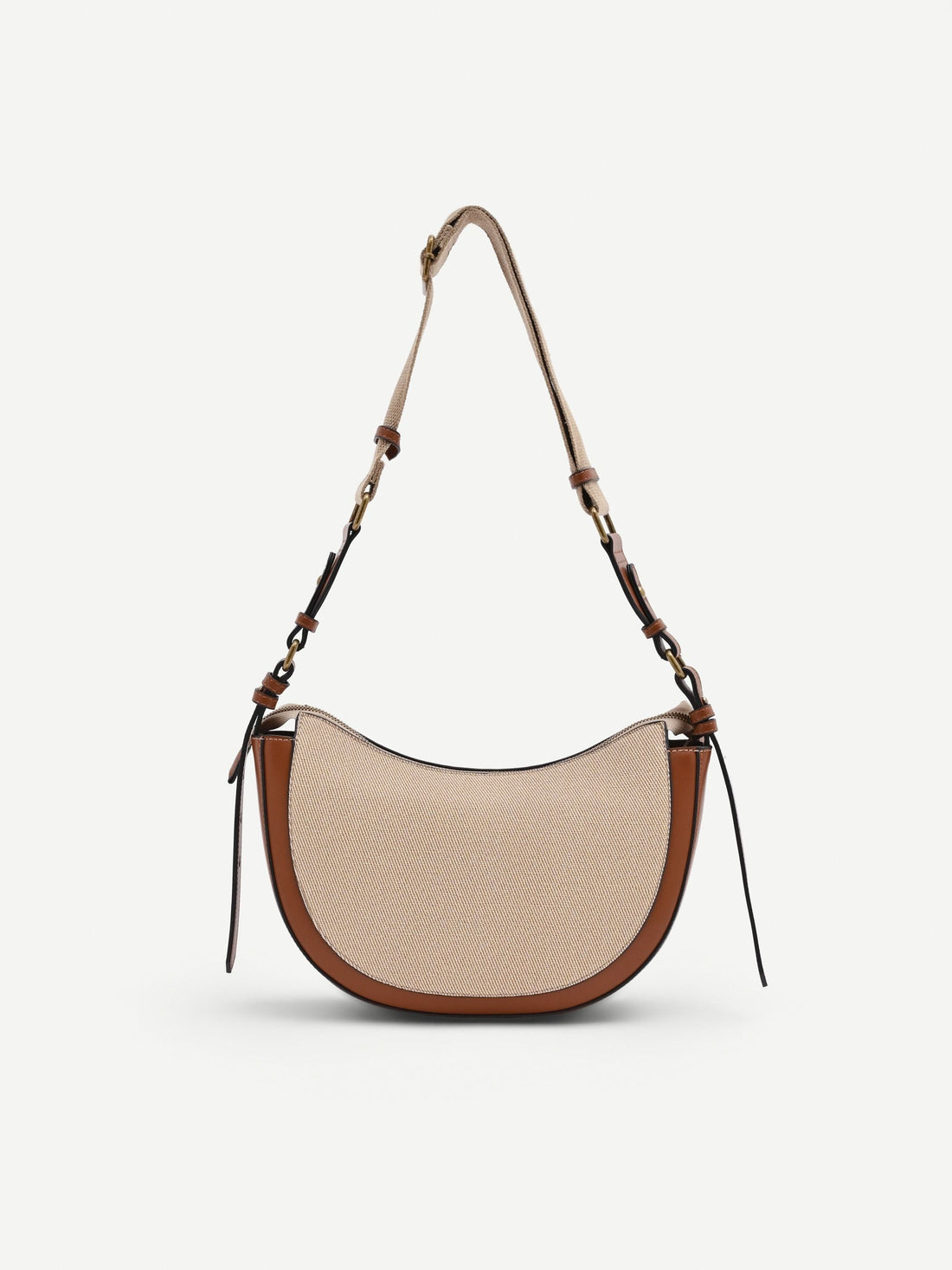 Borsa a tracolla beige con logo