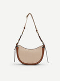 Borsa a tracolla beige con logo