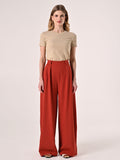 Pantaloni con Pinces color Coccio