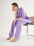 Pantaloni Palazzo in Scuba Mano Crepe Viola Lavanda