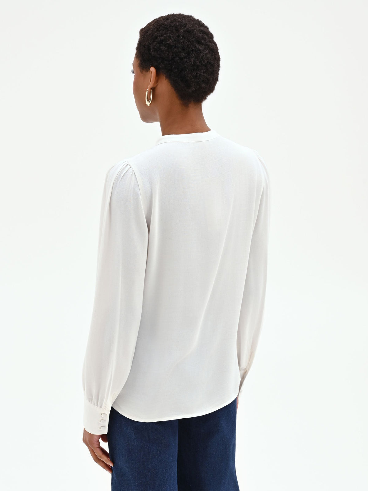 Camicia in viscosa panna con inserti in pizzo