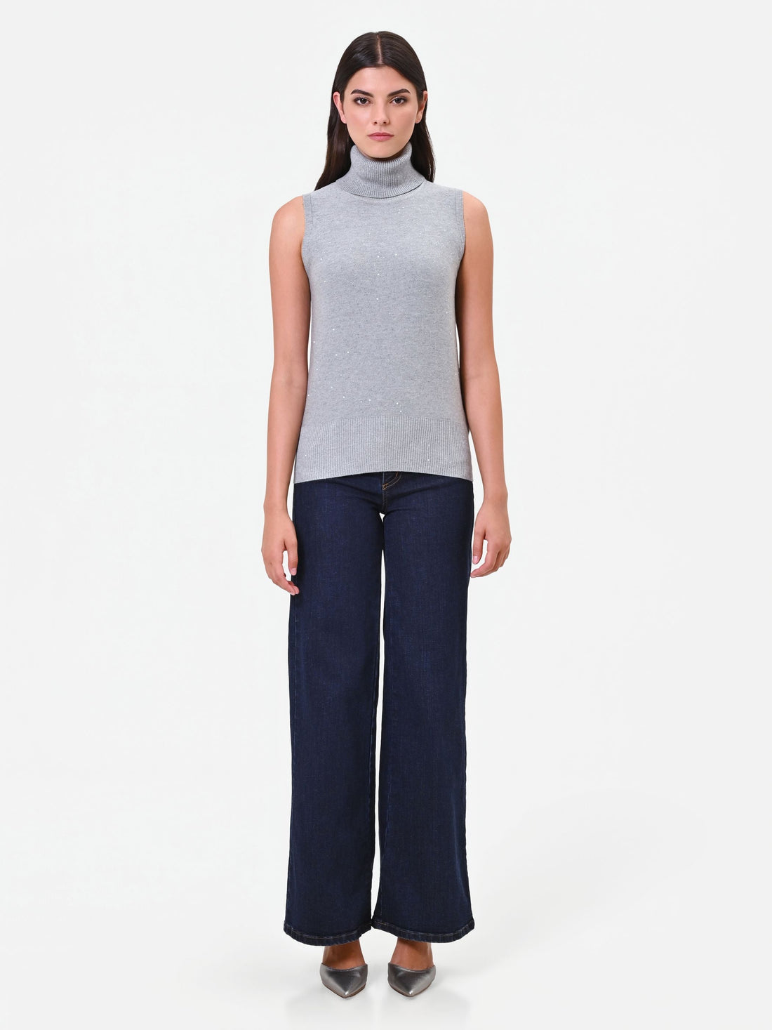 Maglia dolcevita smanicata grigio chiaro Giorgia Palmas X Rinascimento