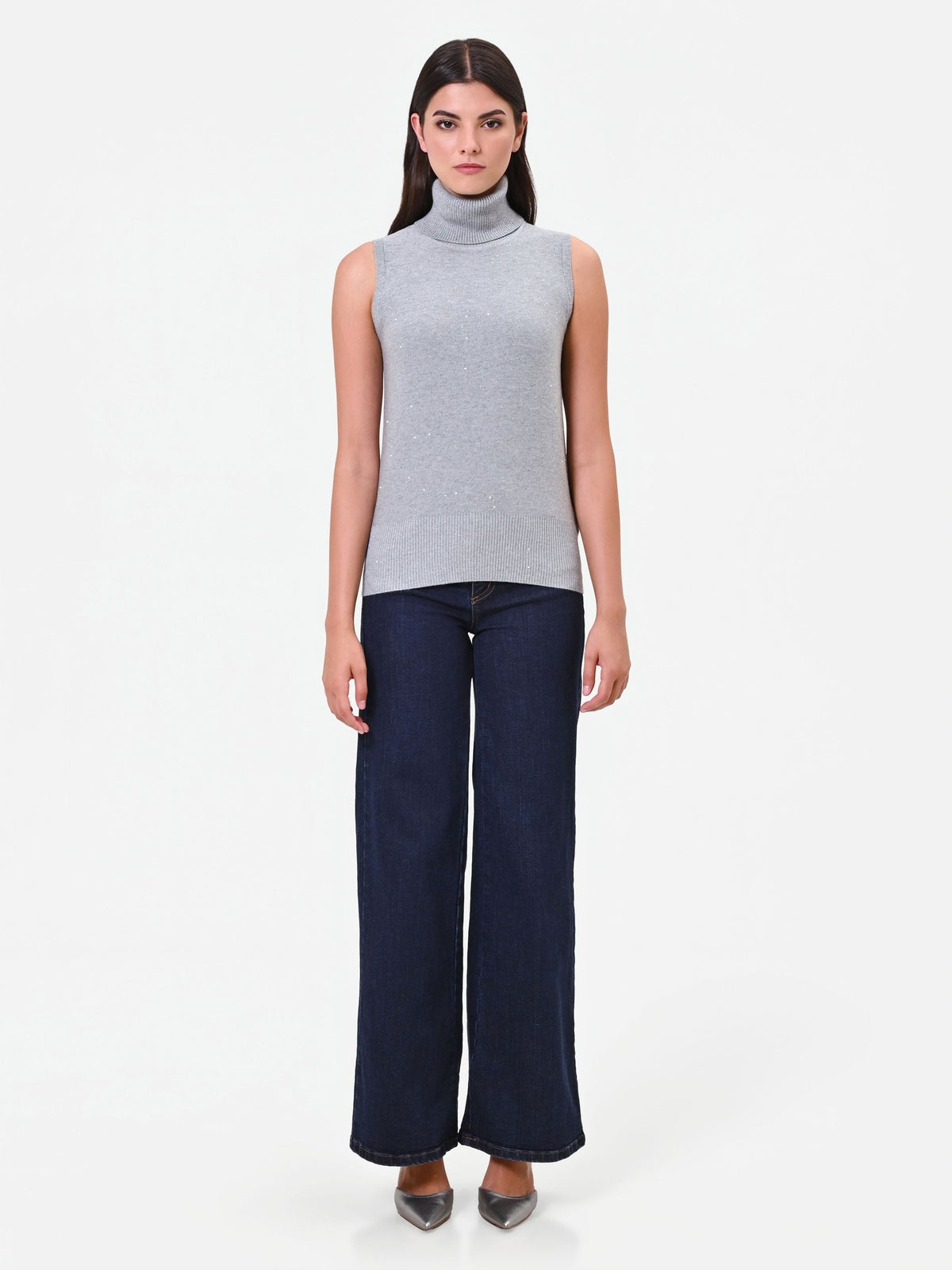 Maglia dolcevita smanicata grigio chiaro Giorgia Palmas X Rinascimento