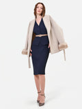 Abito midi blu navy effetto due pezzi