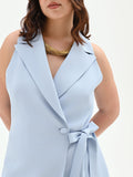 Gilet Curvy cielo azzurro con chiusura a nastro