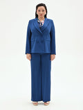 Giacca Curvy doppiopetto blu brillante in scuba mano crepe