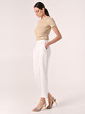 Pantaloni con Bottone Ricoperto Bianchi