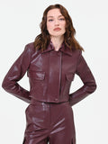 Giacca corta bordeaux rosso effetto pelle