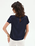 Blusa in raso blu
