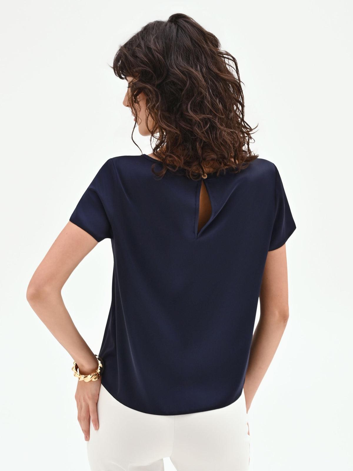 Blusa in raso blu