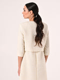 Giacca Beige Chiaro in Tweed con Micro Paillettes