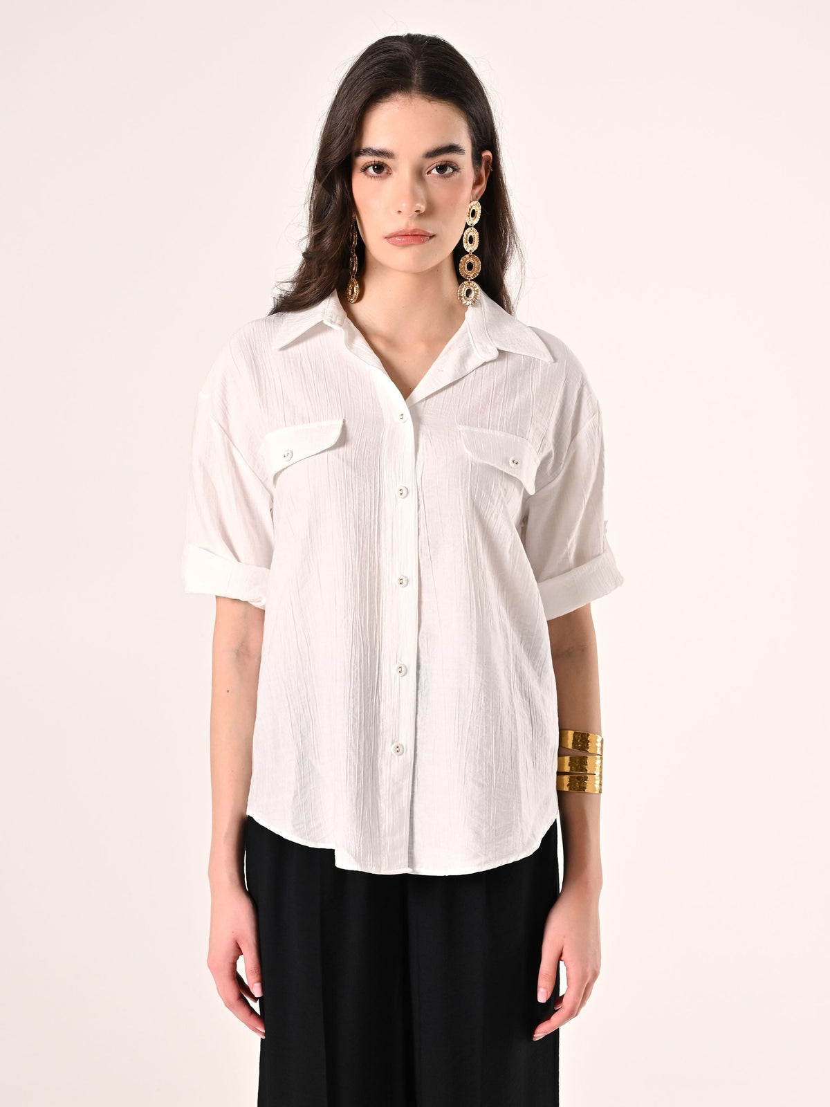 Camicia effetto Goffrato in Misto Viscosa