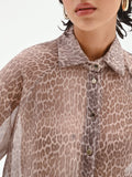 Camicia stampa animalier tortora beige