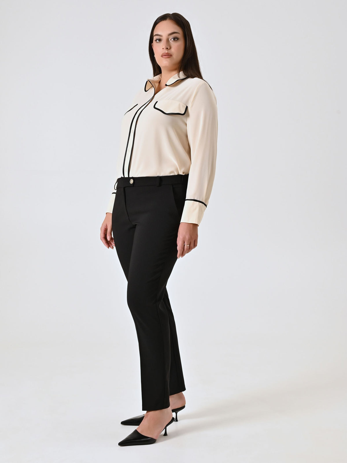 Pantaloni Curvy Straight Neri