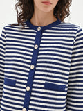 Giacca blu in maglia a righe