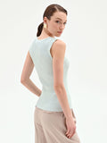 Top verde menta in maglia a costine