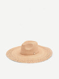 Cappello beige a tesa larga con lavorazione traforata