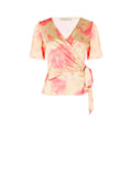 Blusa stampa Astratta Beige Scuro & Rosa Camelia
