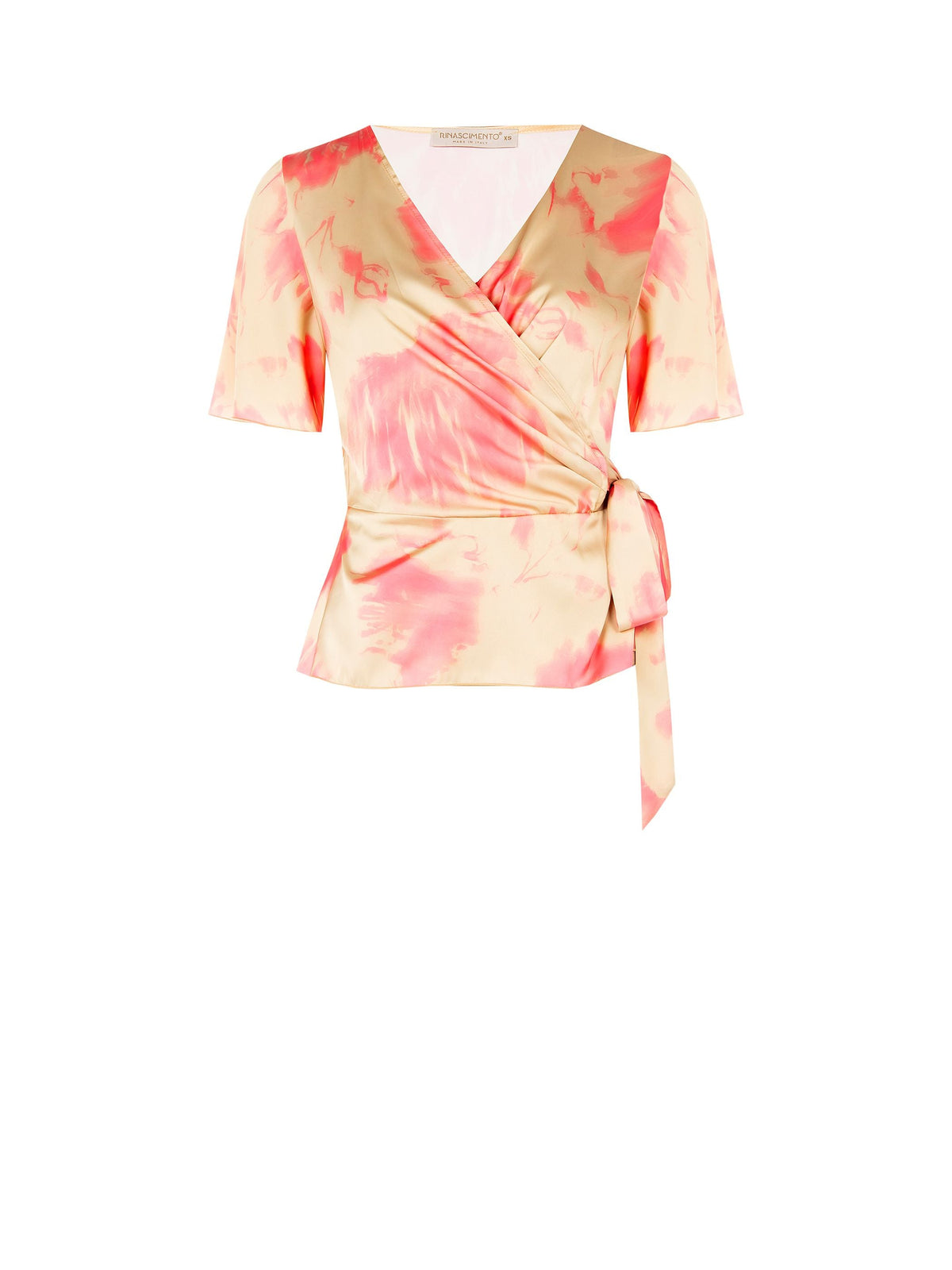Blusa stampa Astratta Beige Scuro & Rosa Camelia