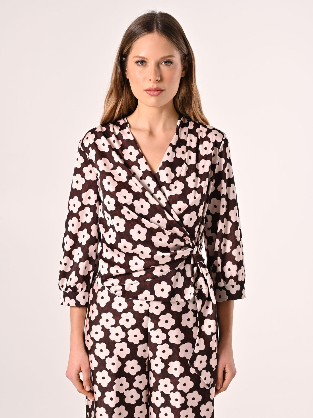 Blusa  stampa Fiori Rosa & Cioccolato