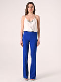Pantaloni in Tessuto Tecnico Blu Cina con Fascione in Vita