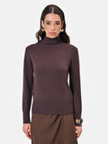 Maglia a dolcevita in viscosa marrone moro